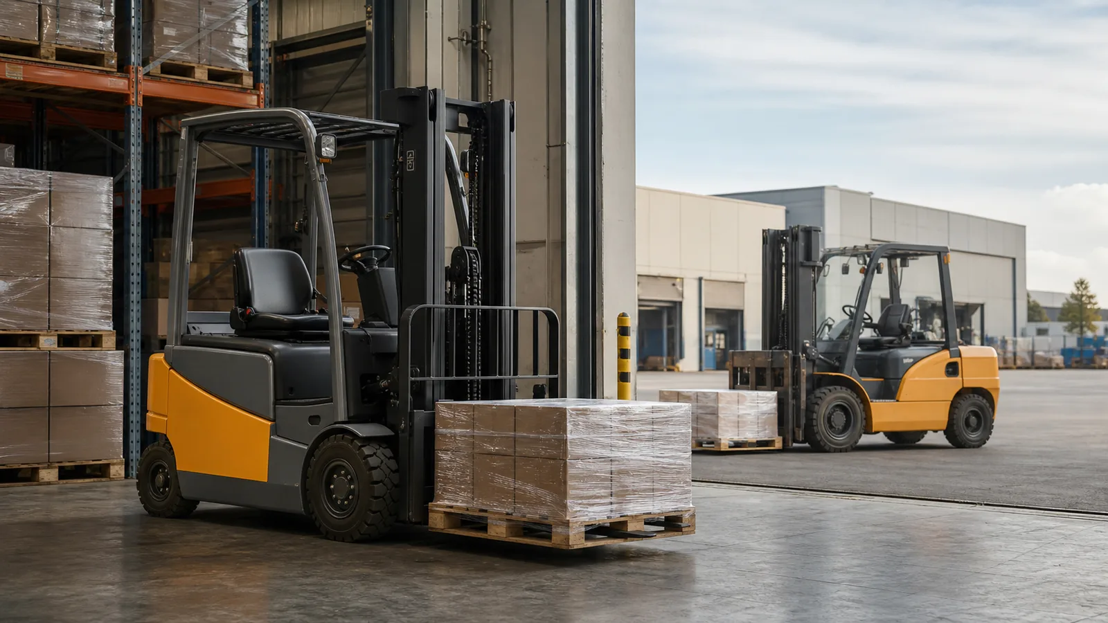 Gebze sanayi tesisinde kapalı alandaki elektrikli forklift ile açık sahadaki dizel forklift karşılaştırması